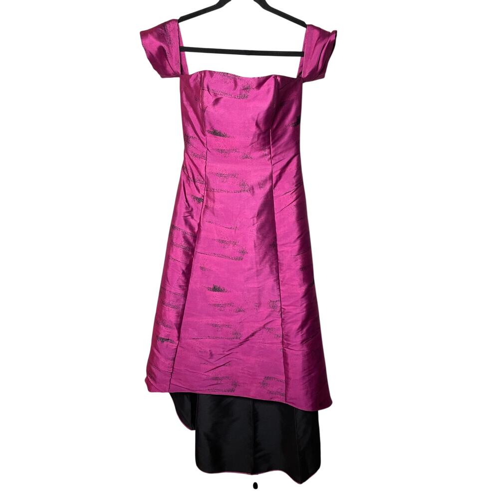 Sachin & Babi Noir Agyness Dress Womens 4 Pink Black Hi-Lo Off The Shoulder Gown - Picture 2 of 8